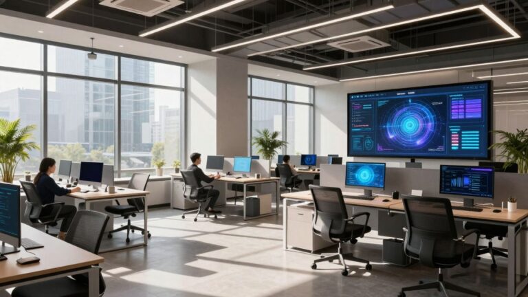 AI agency office in Brisbane with modern technology.