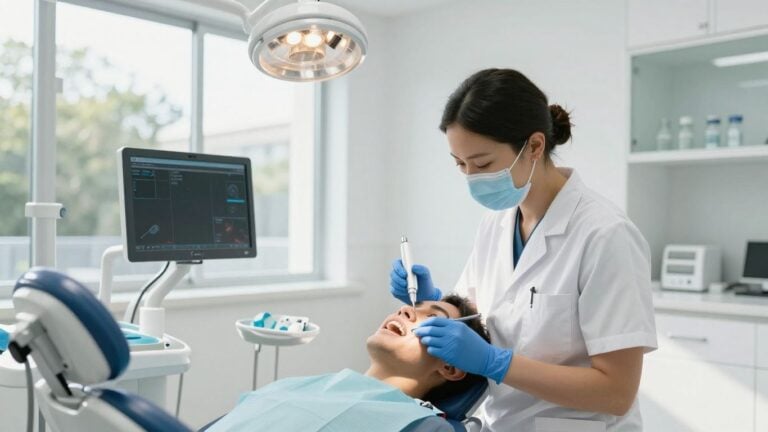 Dentist using AI tools in Australian clinic