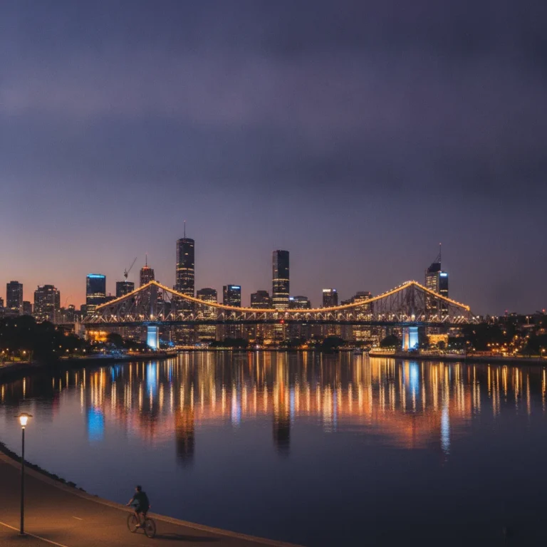 Story Bridge and the Brisbane river at blue hour dusk