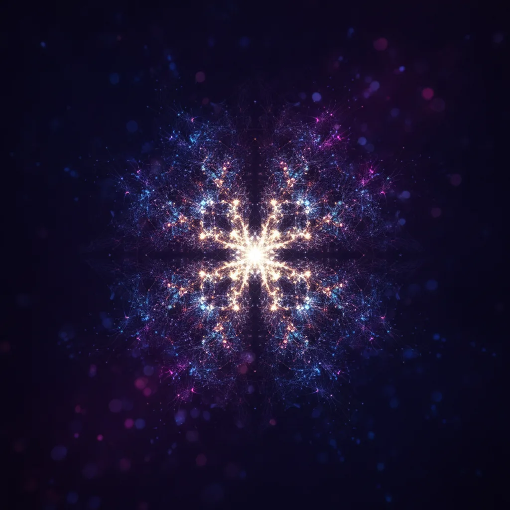 Abstract glowing network of connected nodes in violet and magenta on a dark background